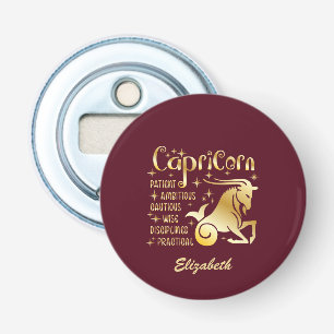 Décapsuleur Panneau zippé Capricorne personnalisé Gold Maroon 