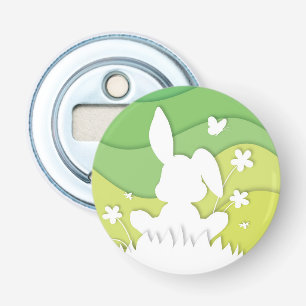 Décapsuleur Papier lapin de Pâques coupé vert printemps floral