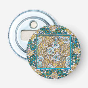 Décapsuleur papier peint bleu art nouveau cyclamen