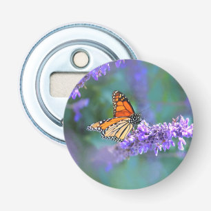 Décapsuleur Papillon Monarque sur Fleur violette lilas