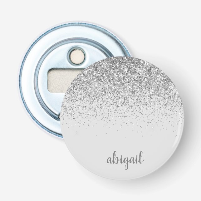 Décapsuleur Parties scintillant d'argent Girl Nom du monogramm (Devant)