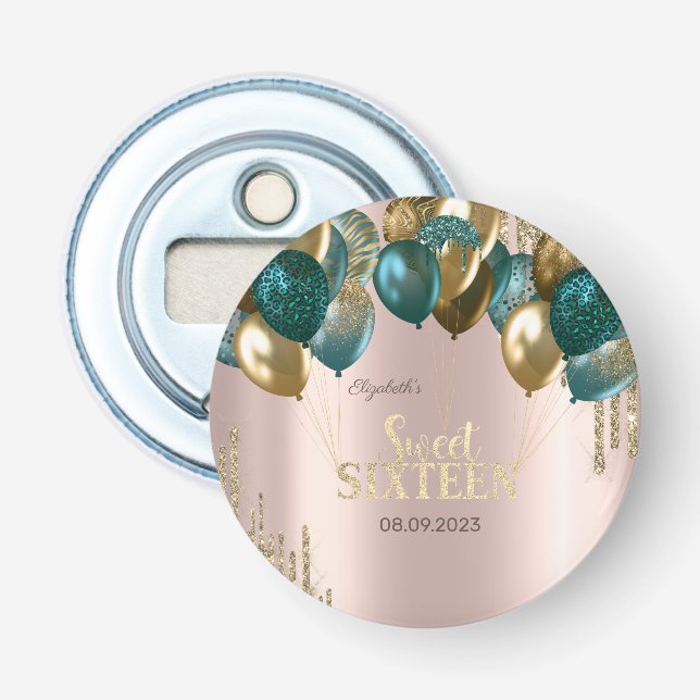 Décapsuleur Parties scintillant d'or Ballons Rose Gold Sweet 1 (Devant)