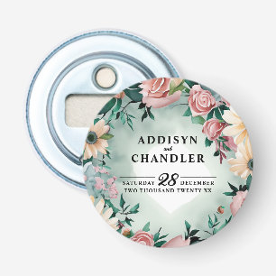 Décapsuleur Pastel Flower Elégance : Sage Green Floral Mariage