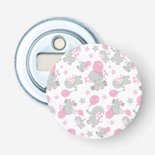 Décapsuleur Pattern of Elephants, Cute Elephants - Pink Gray