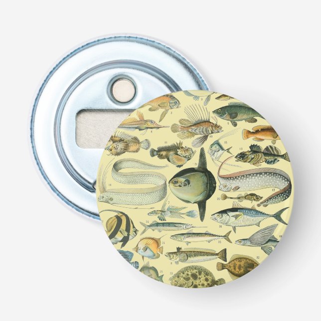 Décapsuleur Pêche scientifique vintage (Devant)