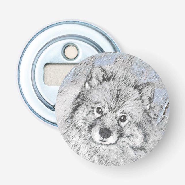 Décapsuleur Peinture Keeshond Beth - Joli art original chien (Devant)
