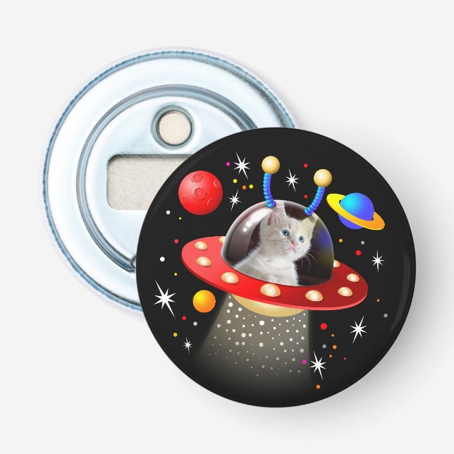 Décapsuleur Personnalisé VOTRE CAT Space Cat Kitten Sci-Fi (Devant)