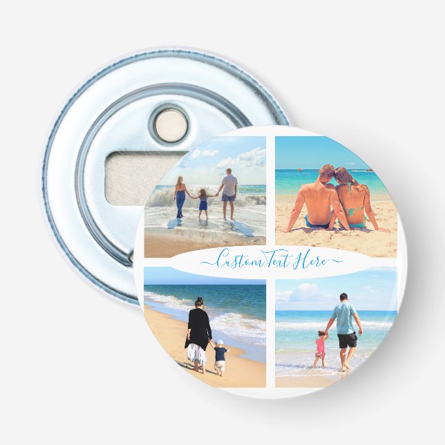 Décapsuleur Personnaliser votre photo Collage Bouteille Ouvert (Devant)