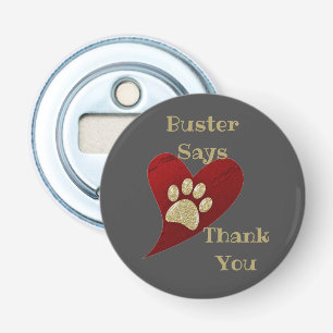 Décapsuleur Pet Sitter Merci Glittery Gold Empreinte de patte