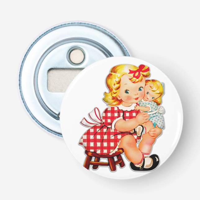 Décapsuleur Petite fille retro vintage poupée (Devant)