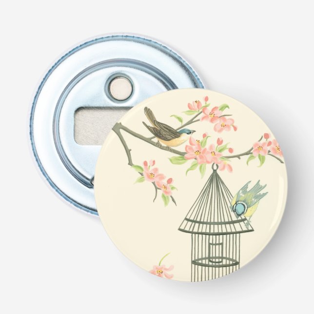 Décapsuleur Petits oiseaux perchés sur une branche et sur une  (Devant)