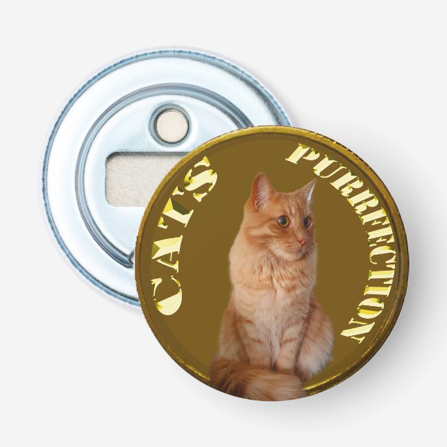 Décapsuleur Pièce d'or de chat de gingembre, ouverture de bout (Devant)