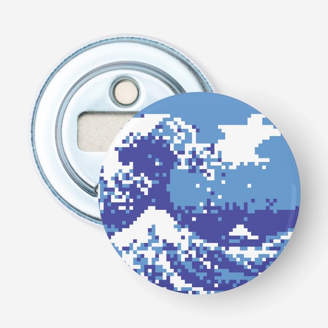 Décapsuleur Pixel Tsunami bleu 8 bits Pixel Art (Devant)