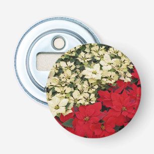 Décapsuleur Poinsettias blanches et rouges I Holiday Floral