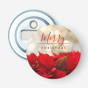 Décapsuleur Poinsettias rouges avec Golden Bokeh Noël