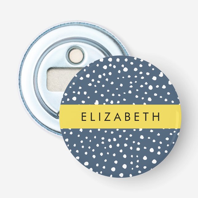 Décapsuleur Points Dalmatiens Bleus De La Marine, Spots, Dotés (Devant)