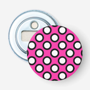 Décapsuleur Points tournés, fuchsia, noir et blanc