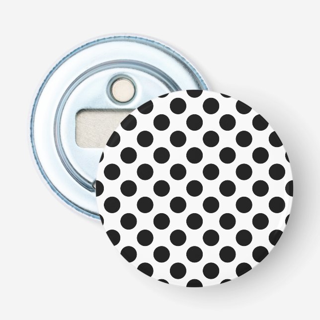 Décapsuleur Pois, Motif Polka Dot, noir et blanc (Devant)