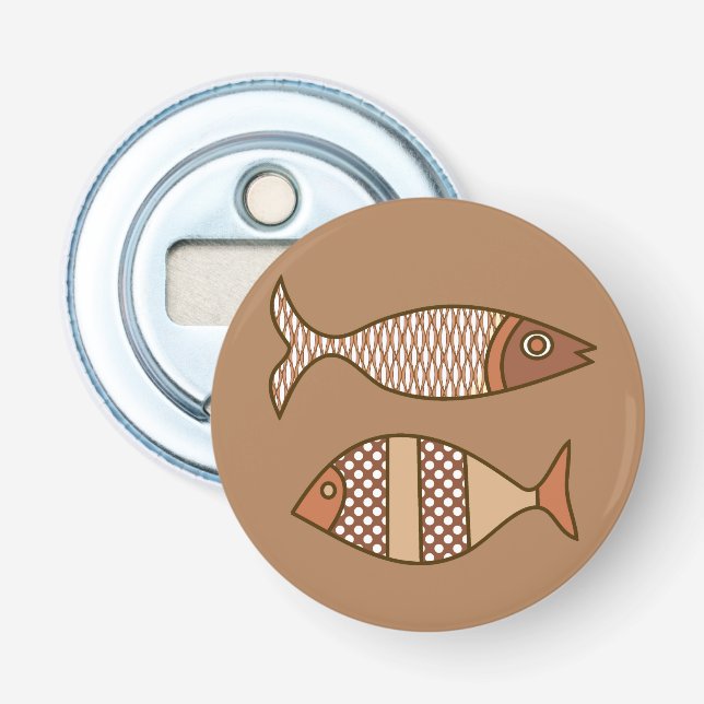 Décapsuleur Poisson moderne rétro, Tan, Beige et Brown clair (Devant)