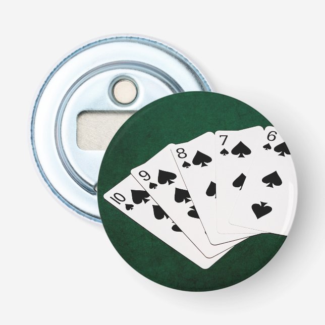 Décapsuleur Poker Hands - Flush droit - Spades Suit (Devant)
