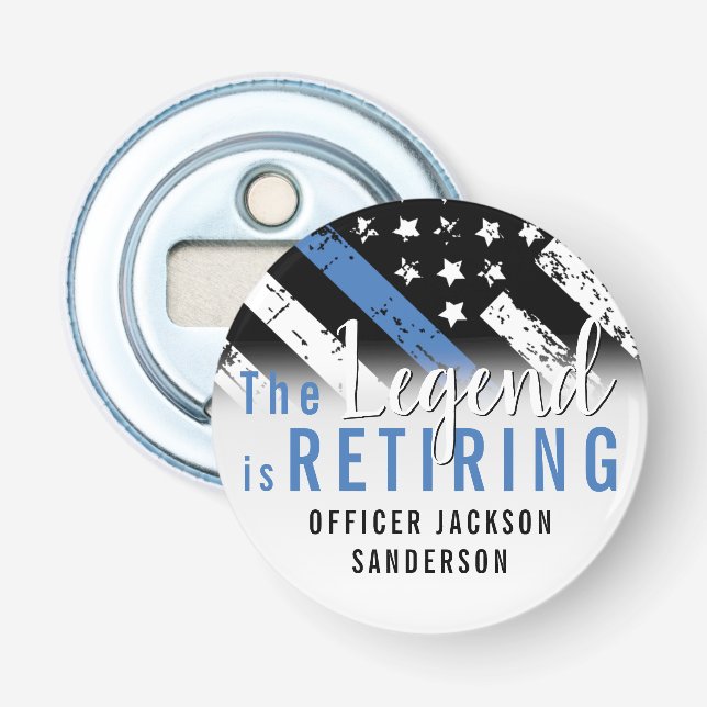 Décapsuleur Police Retraite Ligne bleue Drapeau Application de (Devant)