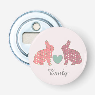 Décapsuleur Polka Dot Bunnies Rose Personnalisé