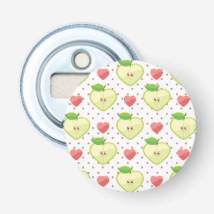 Décapsuleur Pommes de coeur avec le pois et les coeurs roses