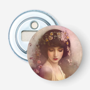 Décapsuleur Portrait de style vintage de la belle Florale femm