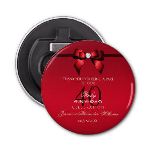 Décapsuleur Posh Gem Bow & Ribbon 40e anniversaire Mariage