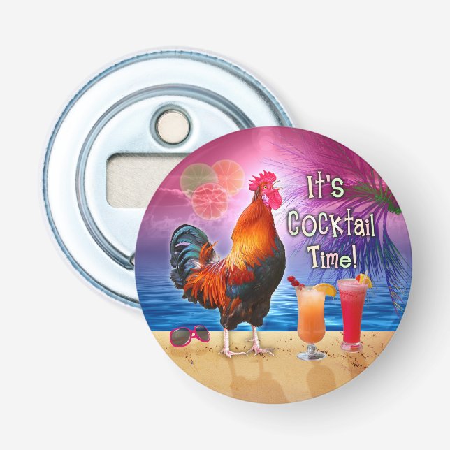 Décapsuleur Poulet drôle de coq buvant la mer tropicale de (Devant)