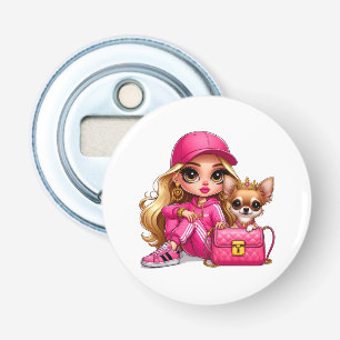 Décapsuleur Poupeée de mode rose et couverture en molleton pou