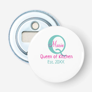 Décapsuleur Queen of cuisine monogramme vert rose simple minim