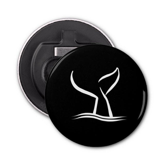 Décapsuleur Queue de baleine blanche en noir (Devant)