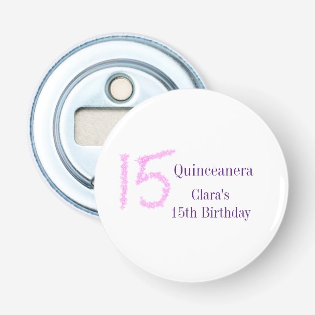 Décapsuleur Quinceanera 15e anniversaire parties scintillant r (Devant)