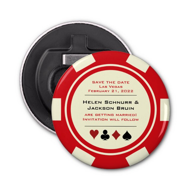 Décapsuleur Red Las Vegas Casino Poker Chip Enregistrer La Dat (Devant)