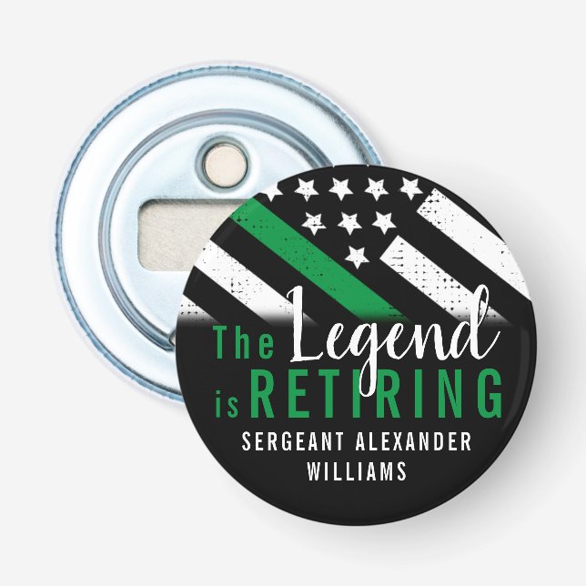 Décapsuleur Retraite militaire Mince Ligne verte (Devant)