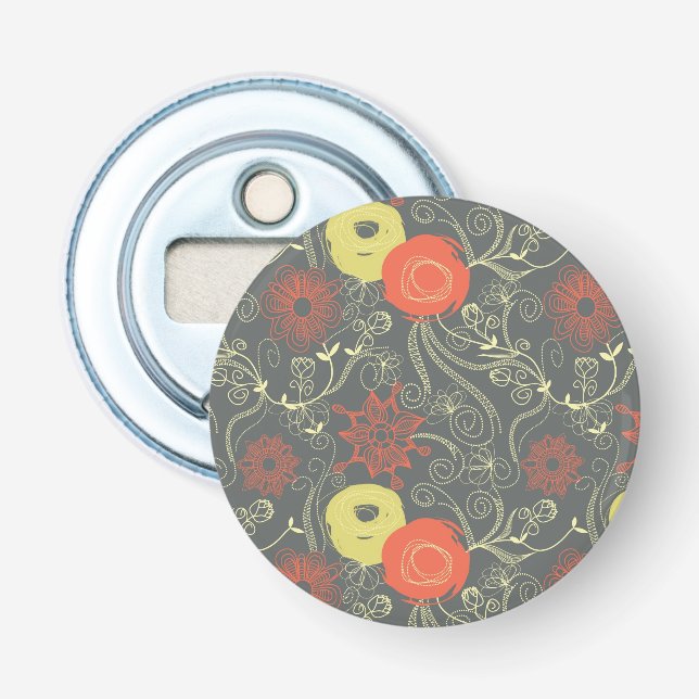 Décapsuleur Rétro motif floral 2 (Devant)
