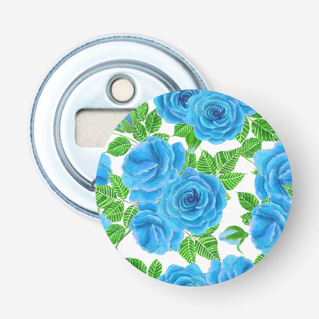 Décapsuleur Rose bleu aquarelle motif transparent (Devant)