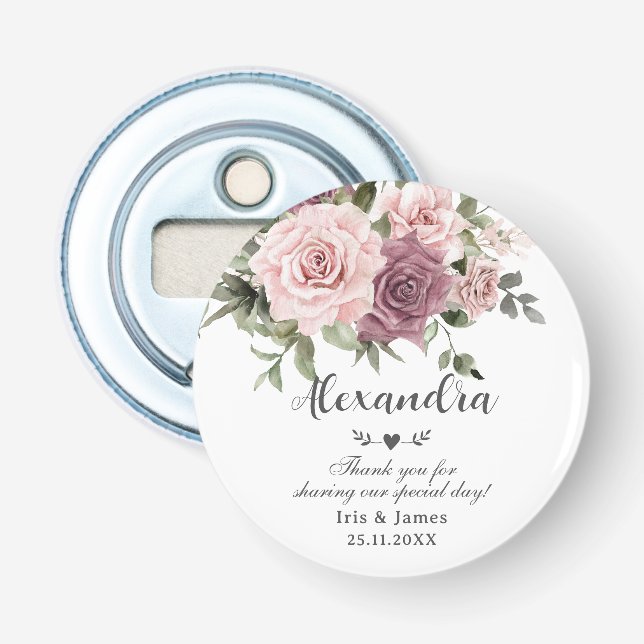 Décapsuleur Rose de cannelle Blush Floral Wedding Favoriser (Devant)