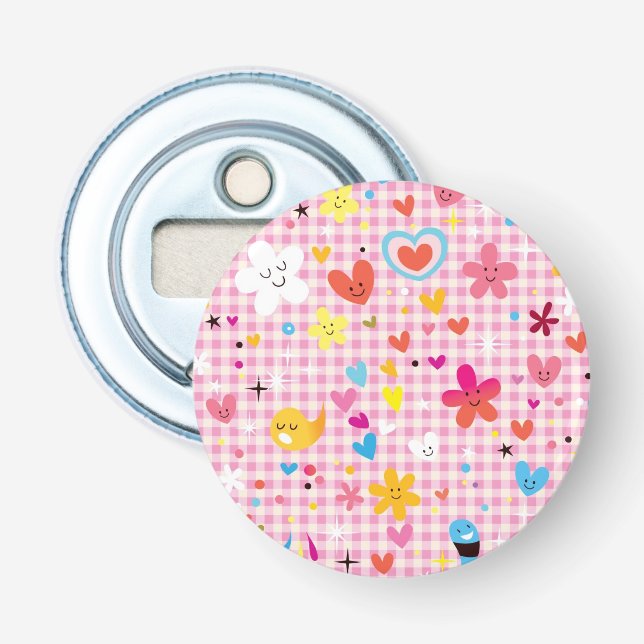 Décapsuleur rose de motif de bande dessinée d'amusement (Devant)