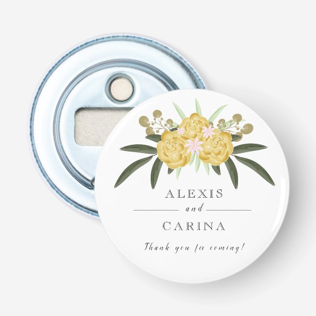 Décapsuleur Rose d'or et Feuilles botaniques (Devant)