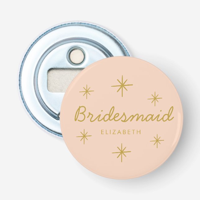 Décapsuleur Rose Golden Calligraphie Stars Bridesmaid cadeau (Devant)