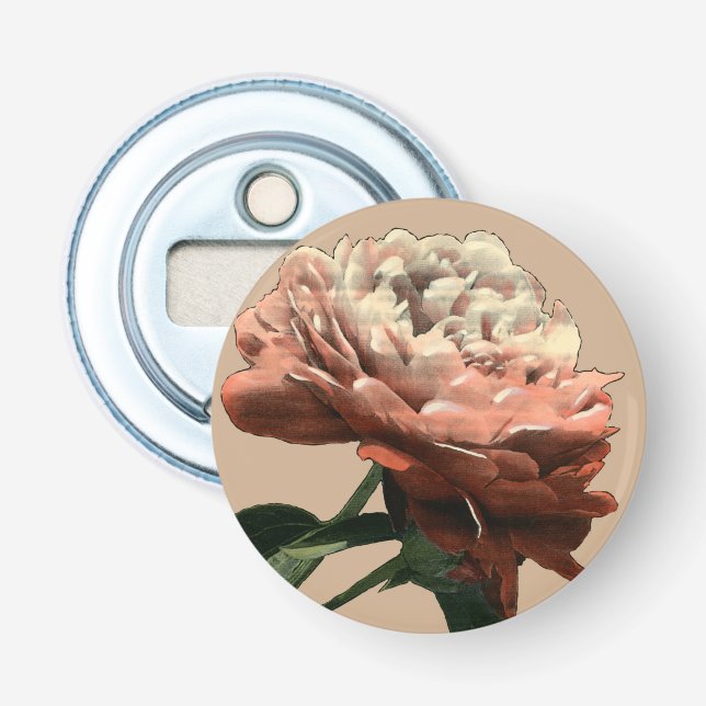 Décapsuleur Rose rouge rubis aux accents blancs (Devant)