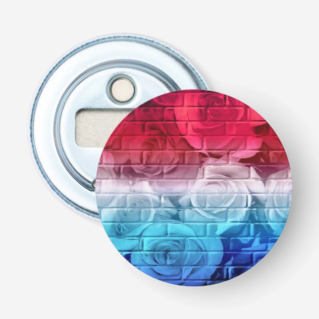 Décapsuleur Roses de briques 11 Rouge blanc bleu-rond ouvertur (Devant)