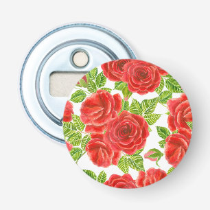 Décapsuleur Roses rouges aquarelle transparente motif