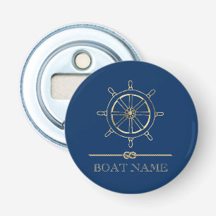 Décapsuleur Roue de bateau en or nautique, Bleu marine