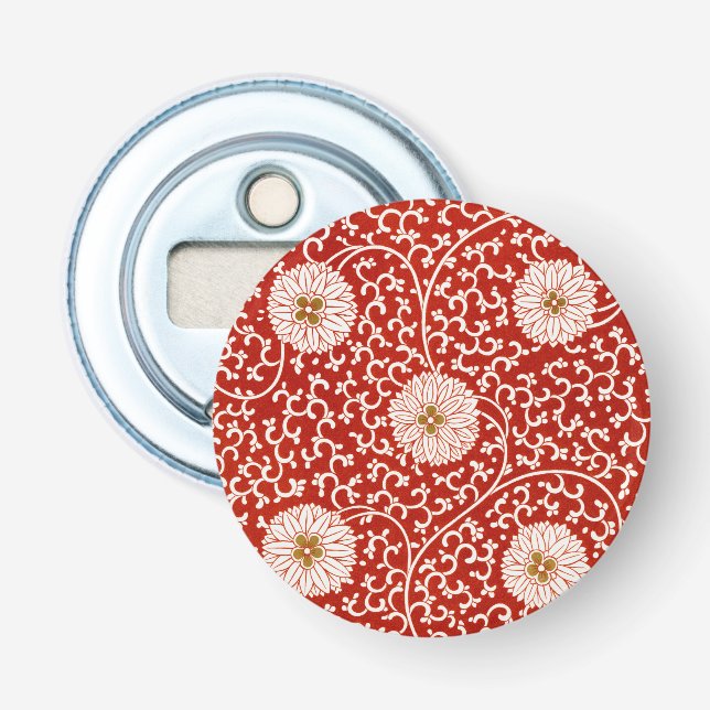 Décapsuleur Rouge Floral Vibrant Ornate Classé Motif (Devant)