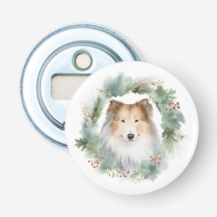 Décapsuleur Rough Collie Christmas Wreath Festive Pup