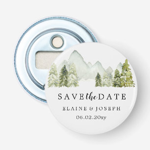 Décapsuleur Rustic Watercolor Mountains Lake Enregistrer La Da