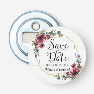 Décapsuleur Rustique Chic Bourgogne Mariage Floral Enregistrer